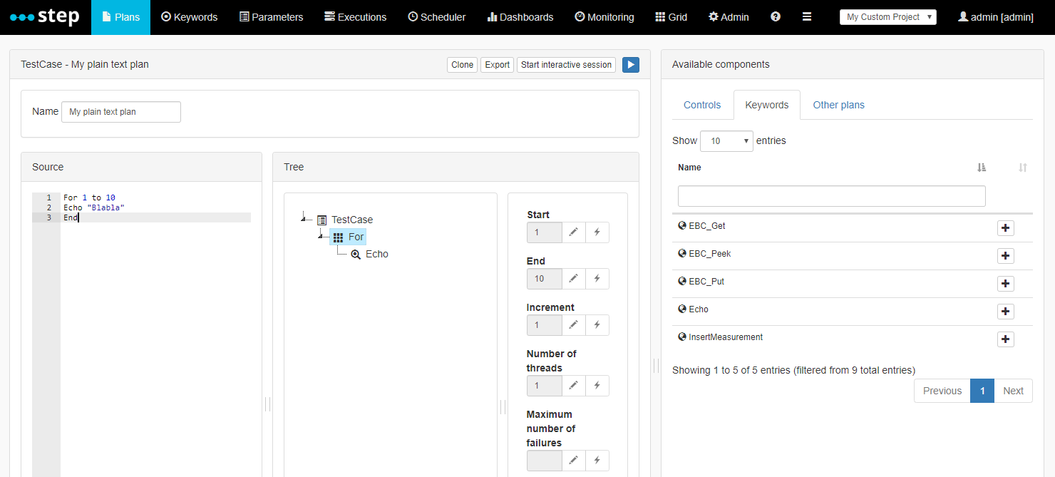 Plain text plans | Exense Resource Repository