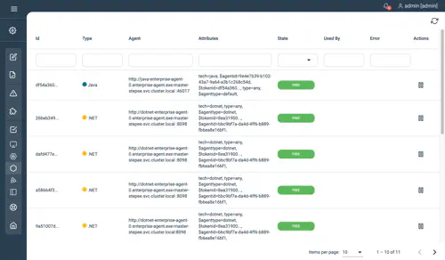 Screenshot of grid tokens view