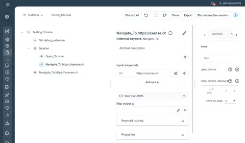 A step plan, executing a selenium test