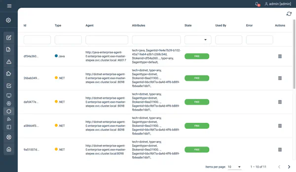 Screenshot of grid tokens view