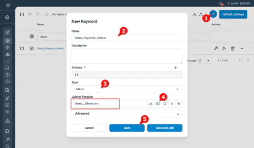 Screenshot how to create the included Demo JMeter Keyword