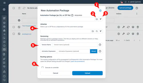 Upload Automation Package