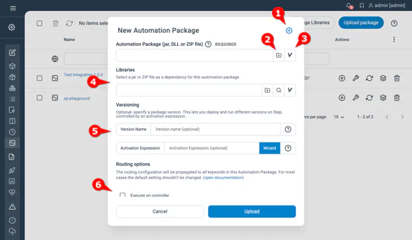 Upload Automation Package